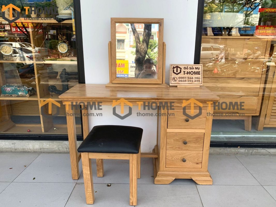 Bàn trang điểm gỗ sồi tự nhiên Tuscany BTD-05SM