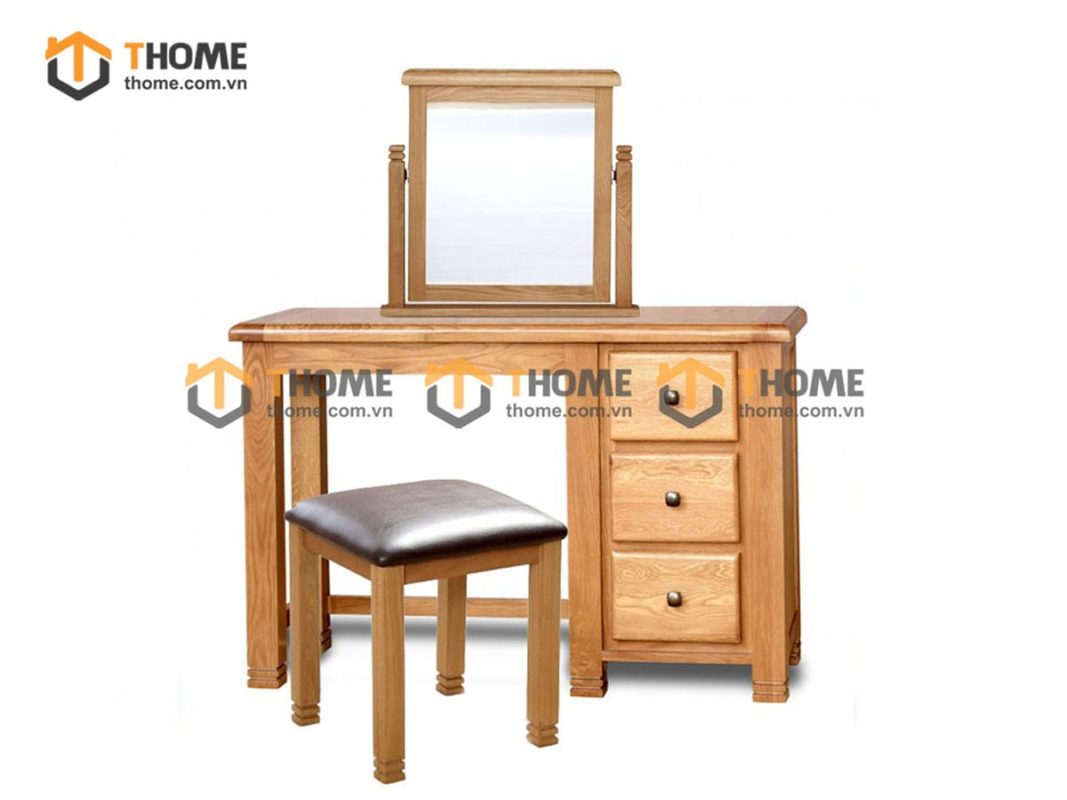 Bàn trang điểm gỗ sồi tự nhiên Woodstock màu tự nhiên 01BTD-14SM