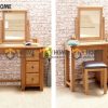 Bàn trang điểm gỗ sồi tự nhiên Woodstock màu tự nhiên 01BTD-14SM