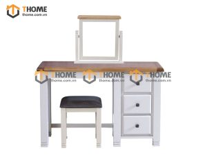 Bàn trang điểm gỗ sồi tự nhiên Woodstock màu trắng BTD-15SM