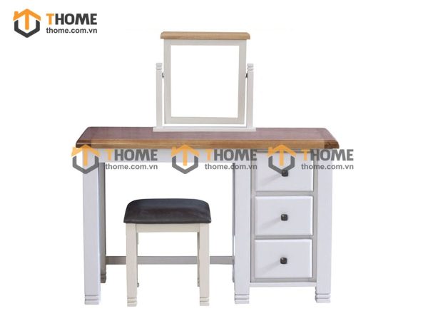 Bàn trang điểm gỗ sồi tự nhiên Woodstock màu trắng BTD-15SM