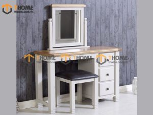 Bàn trang điểm gỗ sồi tự nhiên Woodstock màu trắng BTD-15SM