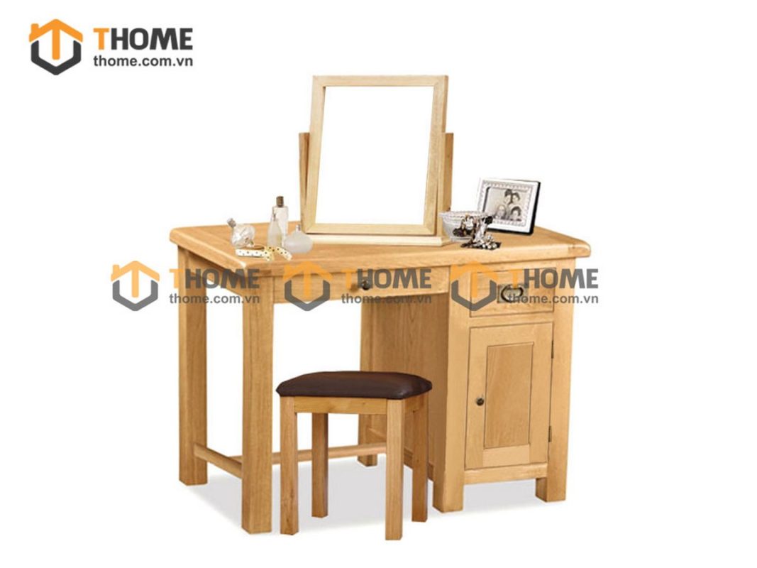 Bàn trang điểm gỗ sồi tự nhiên 1 cánh 1 hộc kéo Woodstock màu tự nhiên BTD-18SM