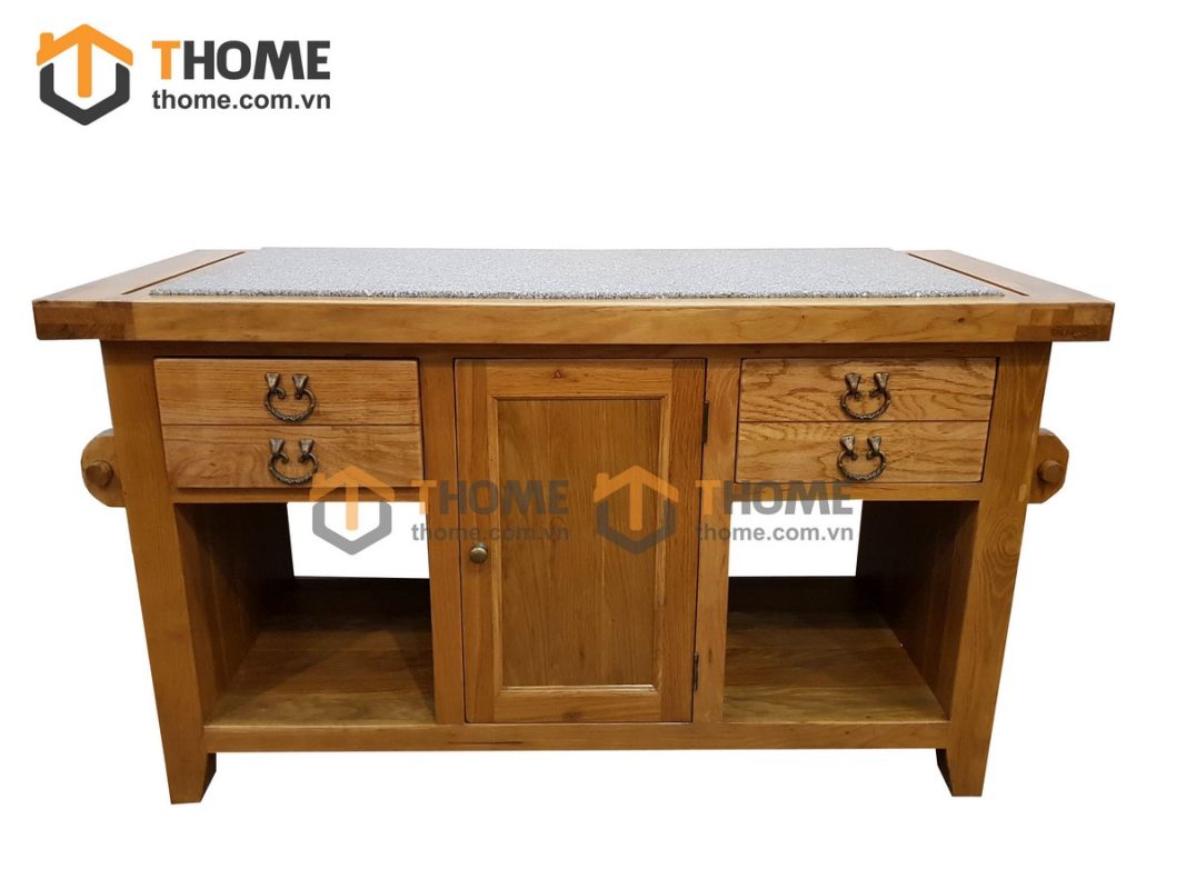 Bếp đảo gỗ sồi tự nhiên 4 hộc kéo lớn BD-02SM