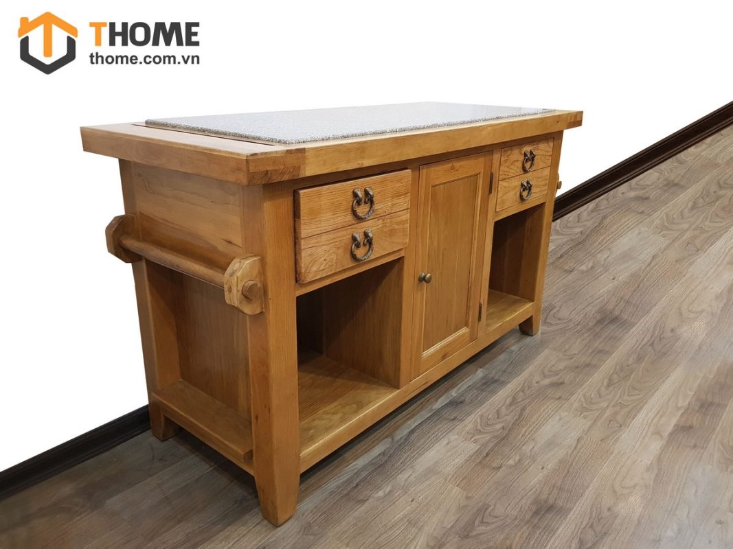 Bếp đảo gỗ sồi tự nhiên 4 hộc kéo lớn BD-02SM