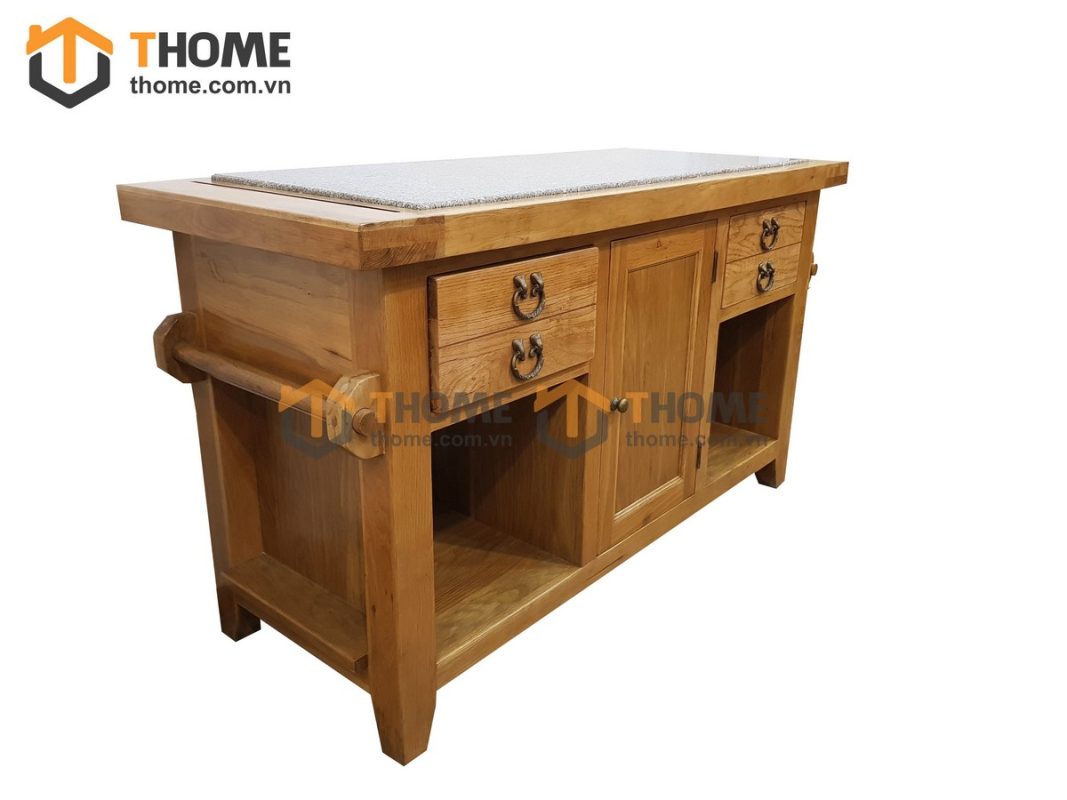Bếp đảo gỗ sồi tự nhiên 4 hộc kéo lớn BD-02SM
