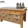 Bếp đảo gỗ sồi tự nhiên 8 hộc kéo lớn BD-03SM