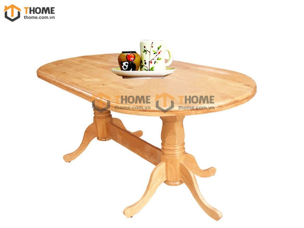 Bộ bàn ăn gỗ sồi tự nhiên oval 4 ghế 7 nan BBATV-02SM