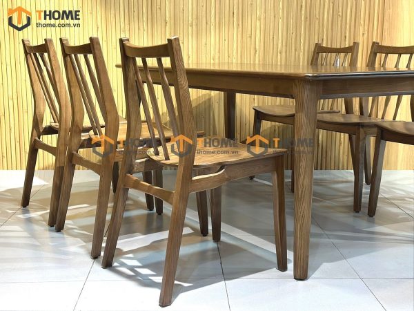 Bộ bàn ăn gỗ sồi tự nhiên Vega 6 ghế Titan BBA6MG-24SN