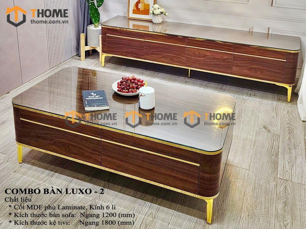 Bàn sofa nhập khẩu mặt kính hình chữ nhật mẹ bồng con BSF-09NK