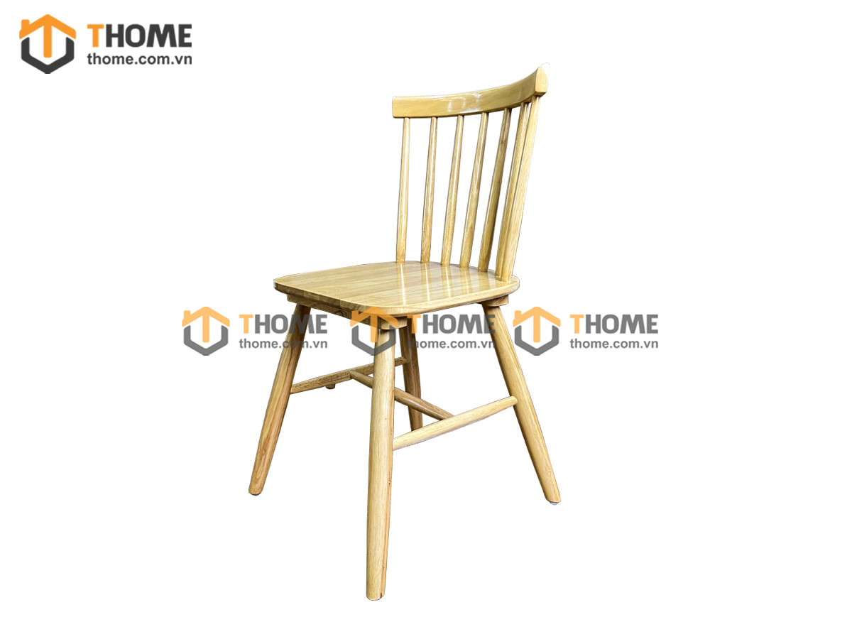 Ghế ăn gỗ cao su tự nhiên 7 nan màu tự nhiên GHE-03CS