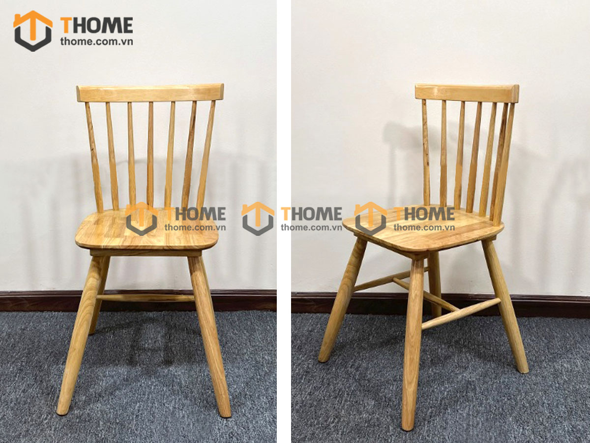 Ghế ăn gỗ cao su tự nhiên 7 nan màu tự nhiên GHE-03CS