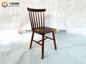 Ghế ăn gỗ cao su tự nhiên 7 nan màu óc chó GHE-04CS