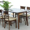 Ghế ăn gỗ cao su tự nhiên Cabin màu óc chó GHE-06CS