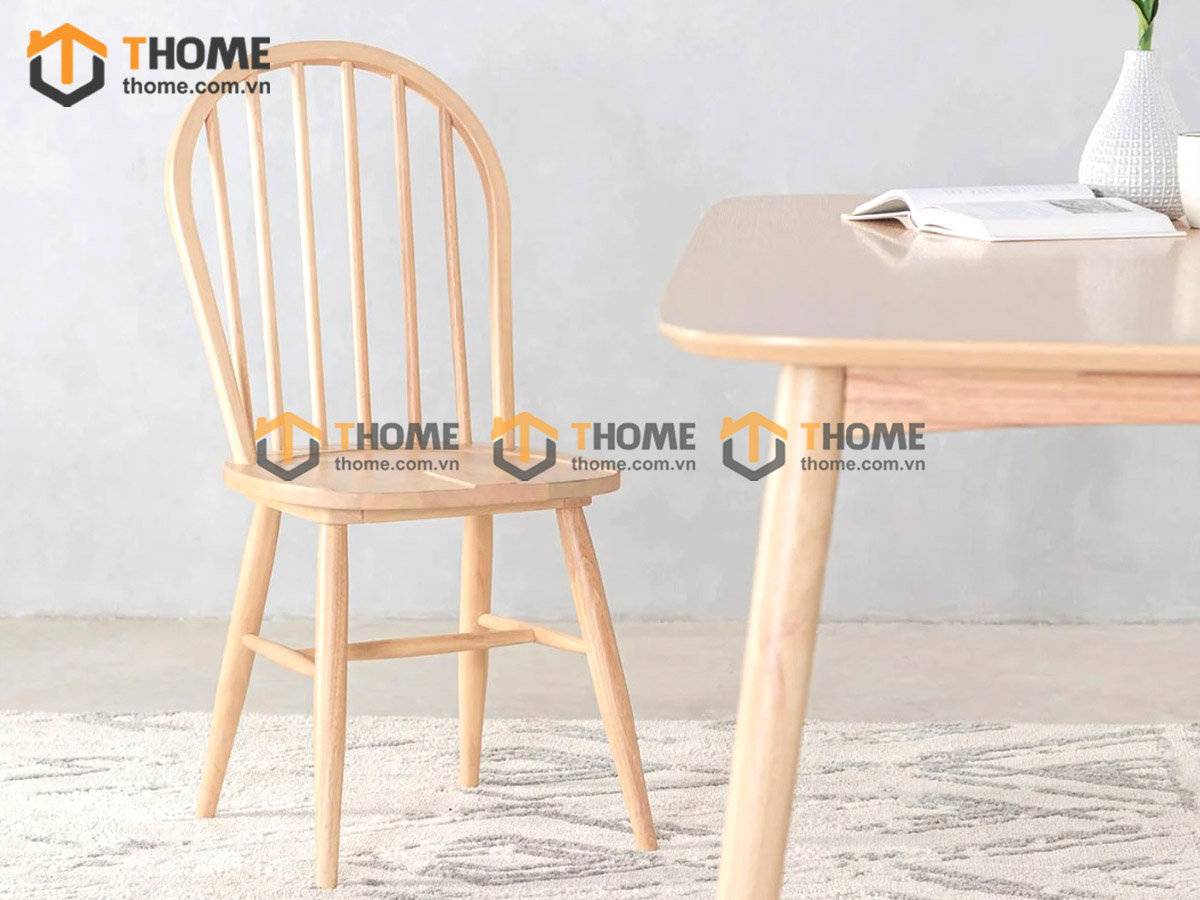 Ghế ăn gỗ cao su tự nhiên Vòm màu tự nhiên GHE-07CS