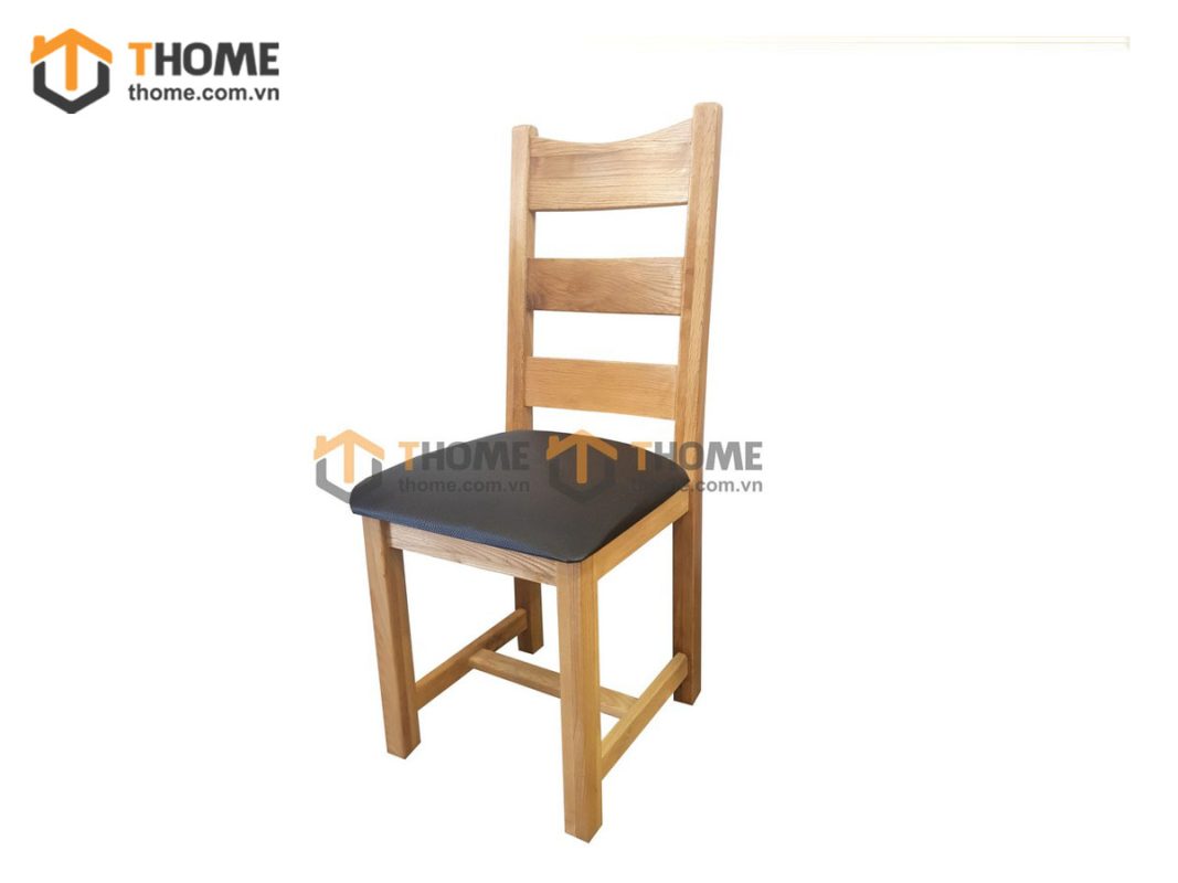 Ghế ăn gỗ sồi tự nhiên mặt nệm 3 nan GHE-06SM