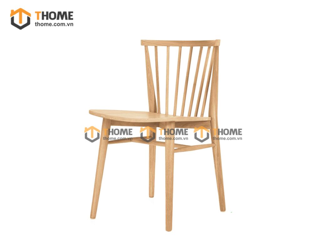 Ghế ăn gỗ sồi tự nhiên 7 nan chân chéo GHEMG-05SN