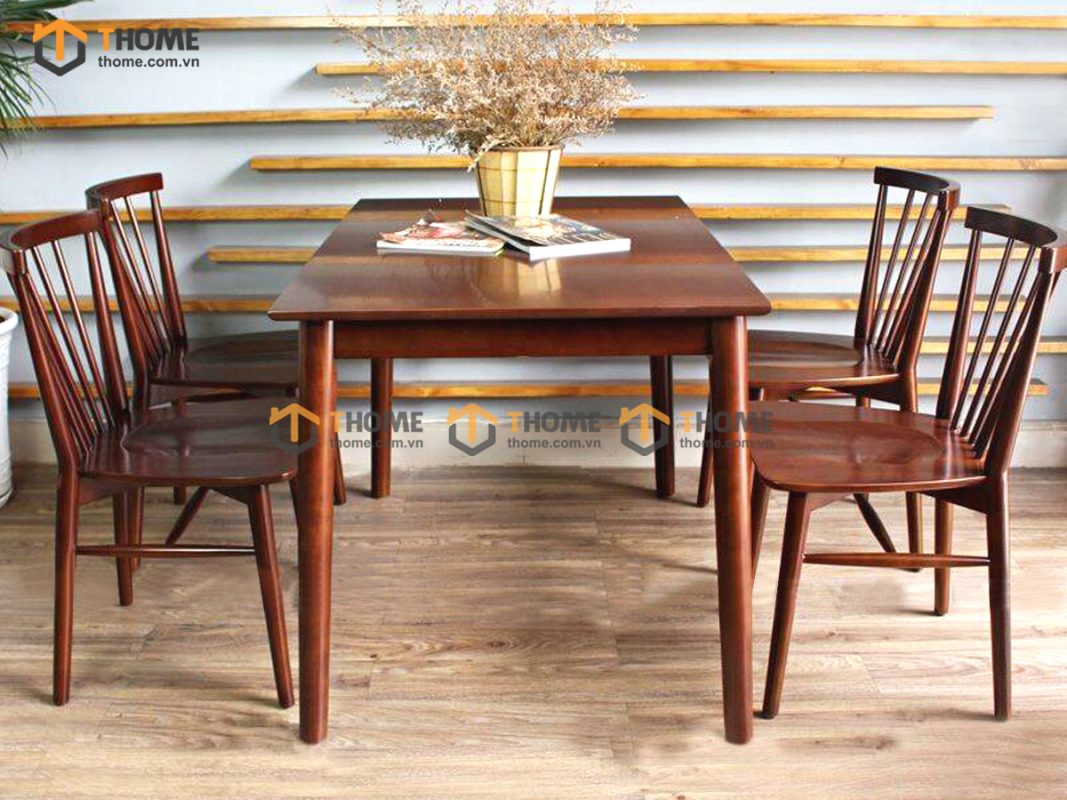 Ghế ăn gỗ sồi tự nhiên 7 nan chân chéo GHEMG-05SN