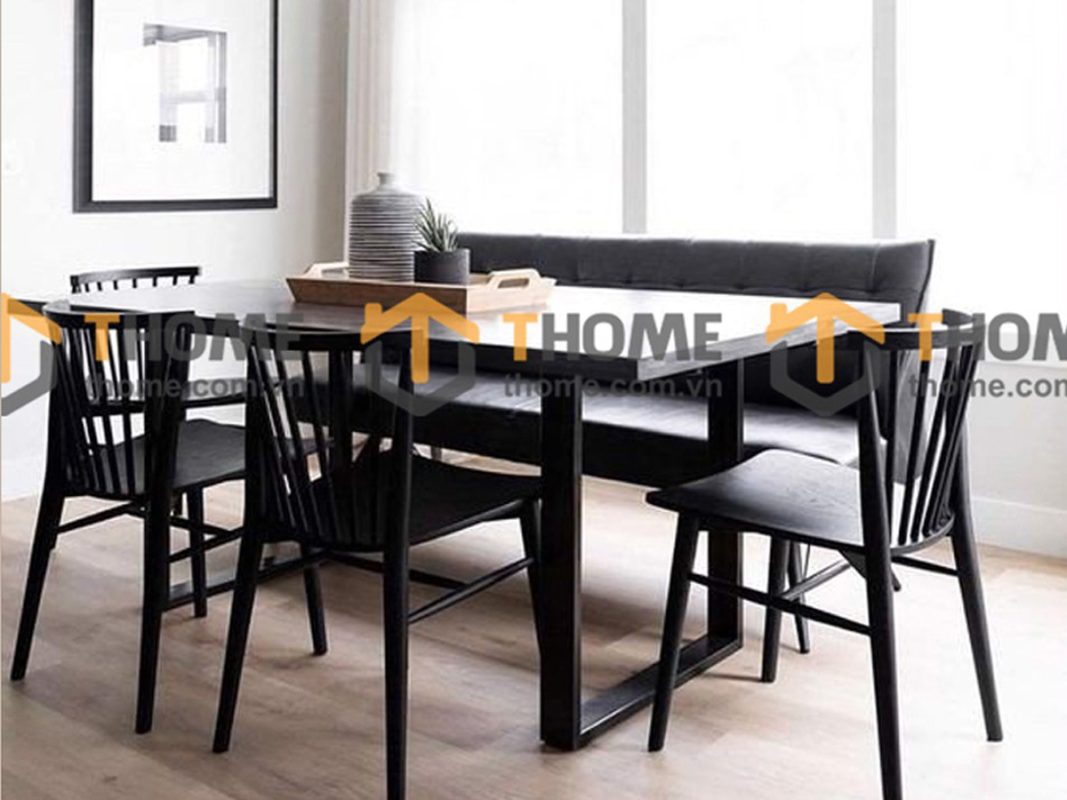 Ghế ăn gỗ sồi tự nhiên 7 nan chân chéo GHEMG-05SN