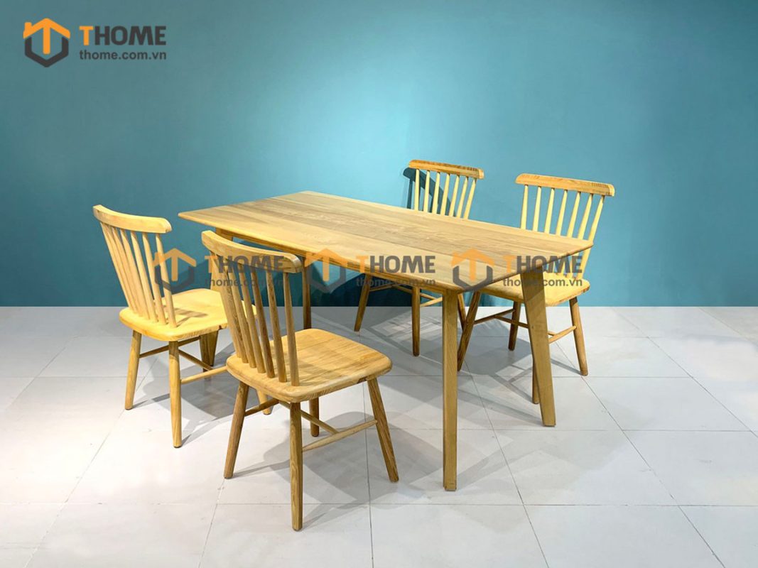 Ghế ăn gỗ sồi tự nhiên 7 nan màu tự nhiên GHEMG-03SN