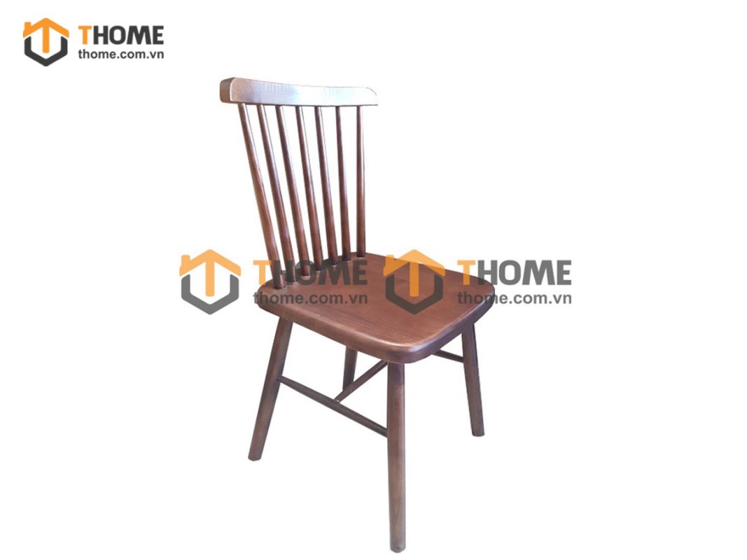 Ghế ăn gỗ sồi tự nhiên 7 nan màu óc chó GHEMG-04SN