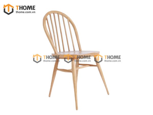 Ghế ăn gỗ sồi tự nhiên mặt nệm 7 nan vòm GHEMN-28SN