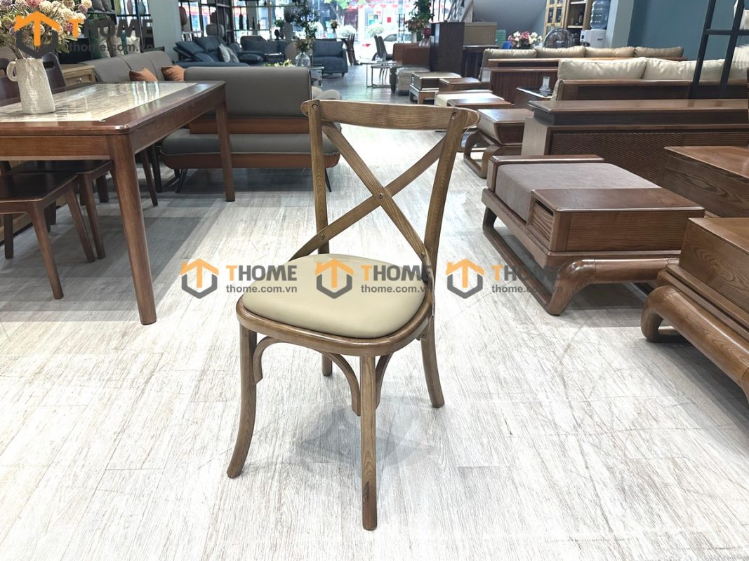 Ghế ăn gỗ sồi tự nhiên mặt nệm Bistro GHEMN-42SN