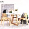 Ghế ăn gỗ sồi tự nhiên đan mây CH301 mặt gỗ tựa vuông nhỏ GHEMM-10SN