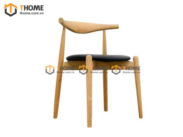 Ghế ăn gỗ sồi tự nhiên mặt nệm đầu bò Bull chân chéo GHEMN-07SN
