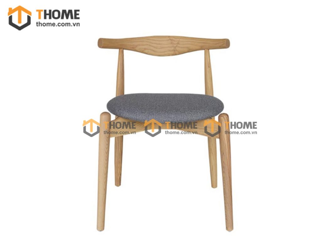 Ghế ăn gỗ sồi tự nhiên mặt nệm đầu bò Bull chân chéo GHEMN-07SN