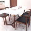 Ghế ăn gỗ sồi tự nhiên mặt nệm đầu bò Bull chân chéo GHEMN-07SN