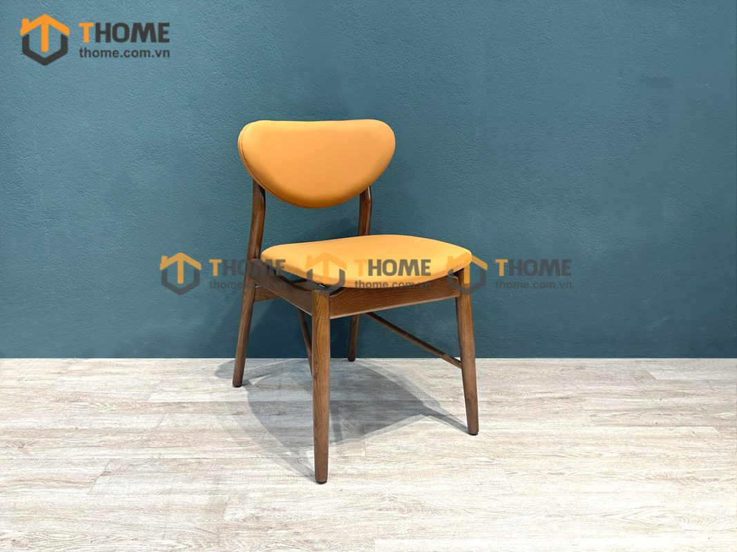 Ghế ăn gỗ sồi tự nhiên mặt nệm DW màu óc chó GHEMN-45SN