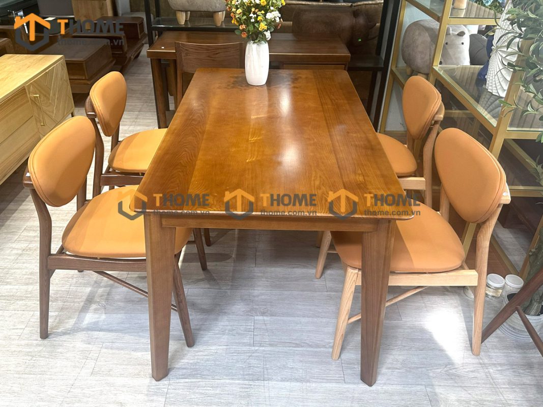 Ghế ăn gỗ sồi tự nhiên mặt nệm DW màu tự nhiên GHEMN-44SN