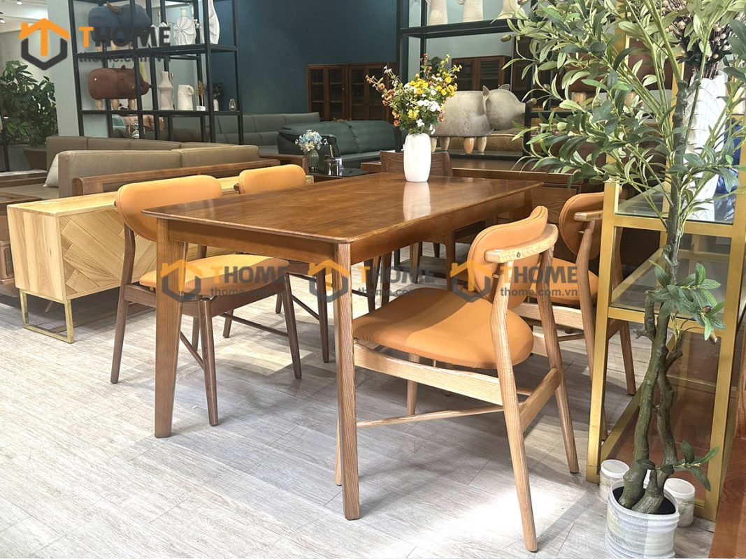 Ghế ăn gỗ sồi tự nhiên mặt nệm DW màu tự nhiên GHEMN-44SN