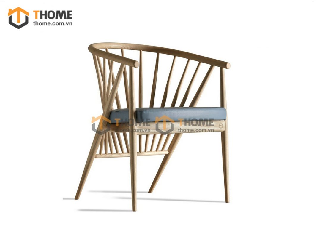 Ghế ăn gỗ sồi tự nhiên mặt nệm Genny 12 nan GHEMN-32SN