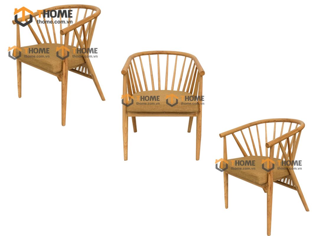 Ghế ăn gỗ sồi tự nhiên mặt nệm Genny 12 nan GHEMN-32SN