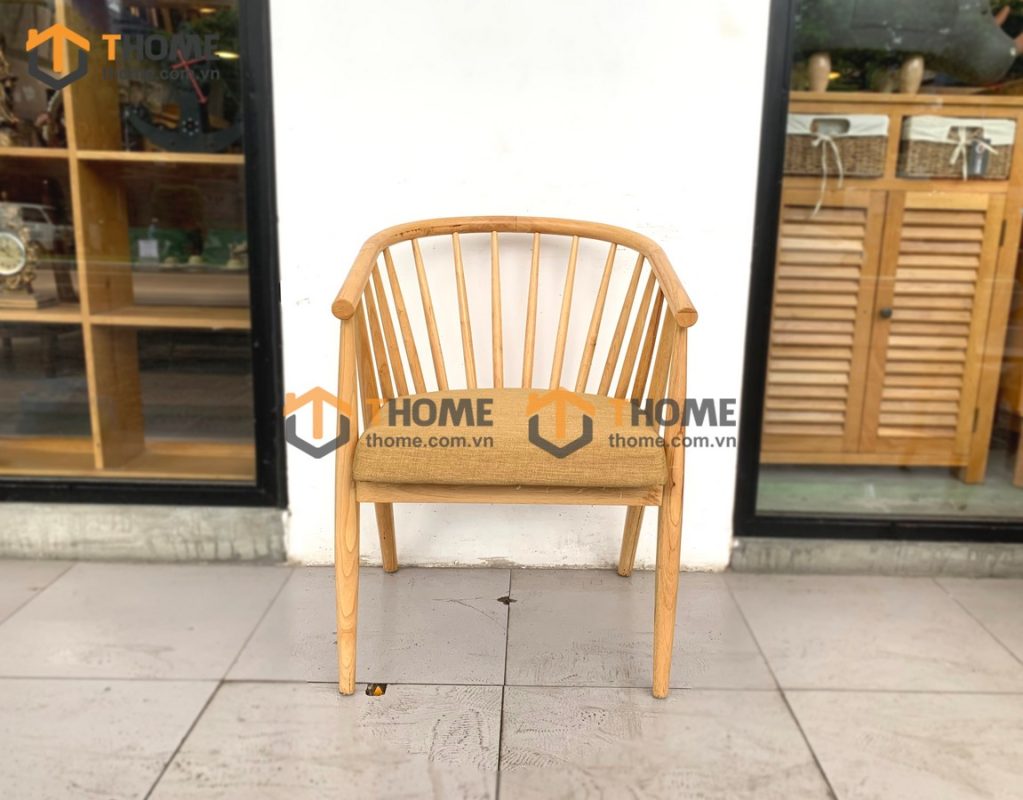 Ghế ăn gỗ sồi tự nhiên mặt nệm Genny 12 nan GHEMN-32SN