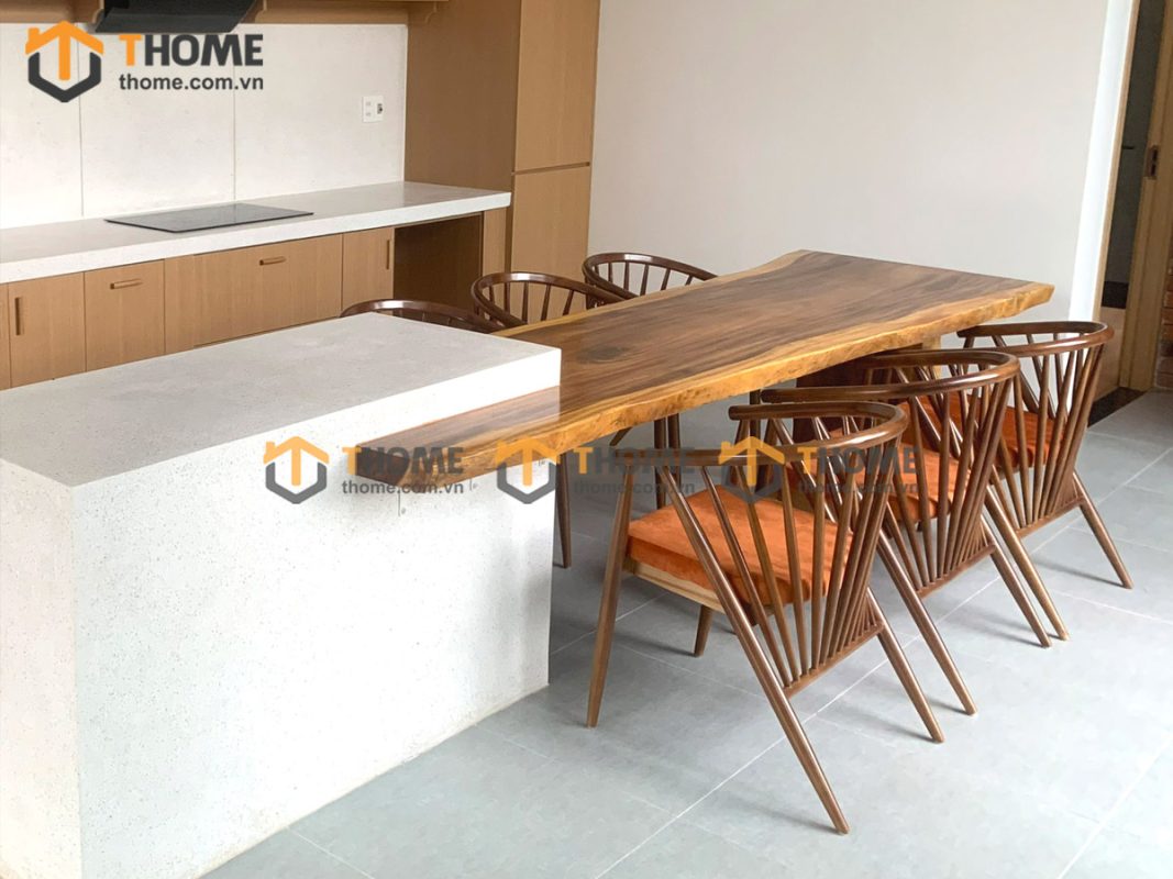 Ghế ăn gỗ sồi tự nhiên mặt nệm Genny 12 nan GHEMN-32SN