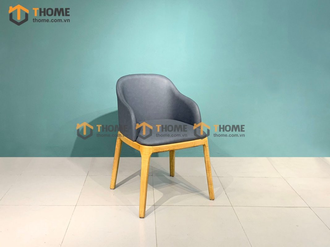 Ghế ăn gỗ sồi tự nhiên mặt nệm Grace có tay GHEMN-02SN