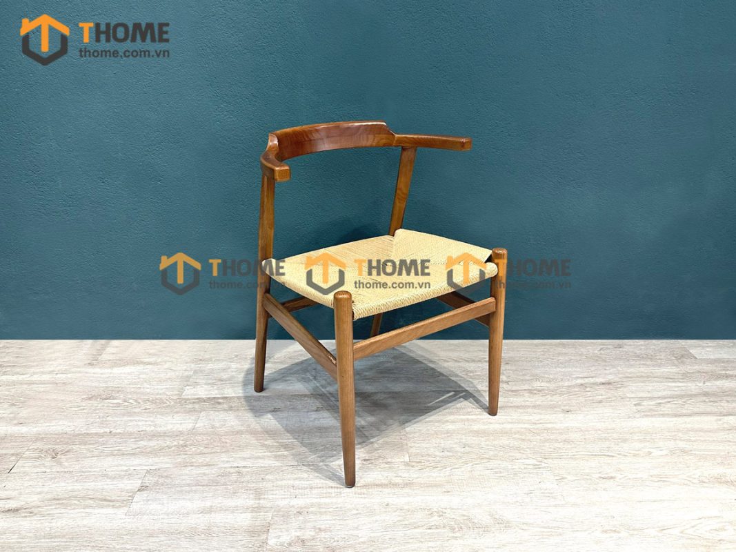 Ghế ăn gỗ sồi tự nhiên đan cói Hiroshima GHEMC-04SN