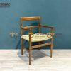 Ghế ăn gỗ sồi tự nhiên đan cói Hiroshima có tay GHEMC-05SN