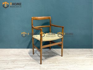 Ghế ăn gỗ sồi tự nhiên đan cói Hiroshima có tay GHEMC-05SN