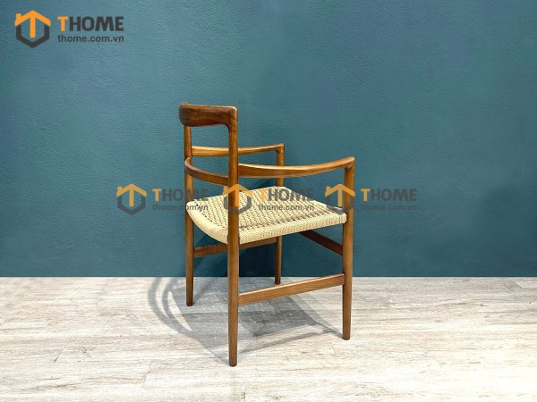 Ghế ăn gỗ sồi tự nhiên đan cói Hiroshima có tay GHEMC-05SN