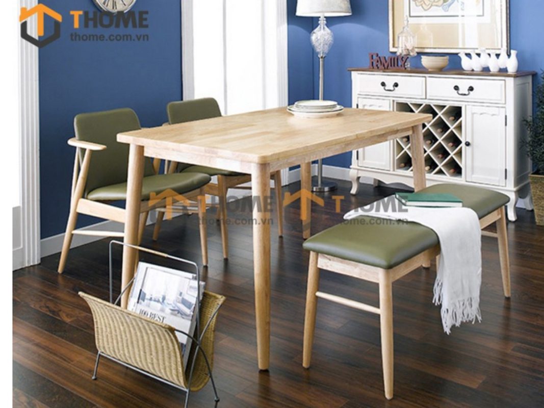 Ghế ăn gỗ sồi tự nhiên mặt nệm HQ GHEMN-04SN