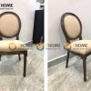 Ghế ăn gỗ sồi tự nhiên mặt nệm Louis GHEMN-26SN