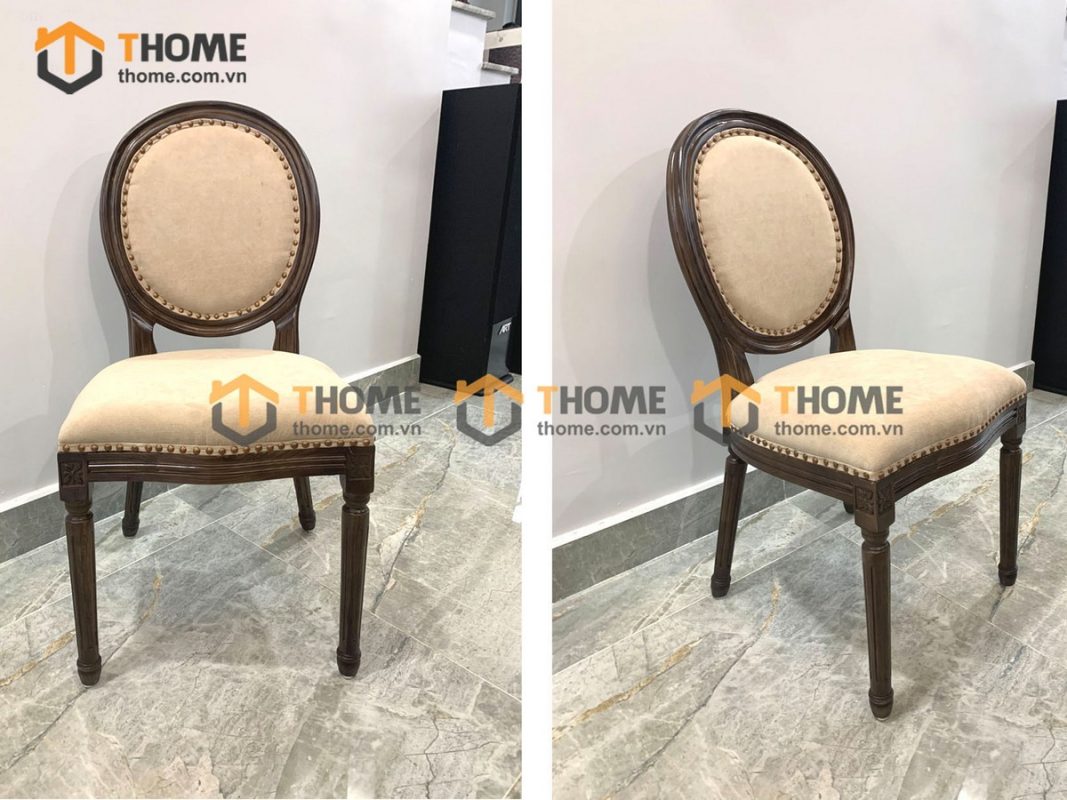 Ghế ăn gỗ sồi tự nhiên mặt nệm Louis GHEMN-26SN