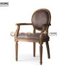 Ghế ăn gỗ sồi tự nhiên mặt nệm Louis có tay GHEMN-27SN