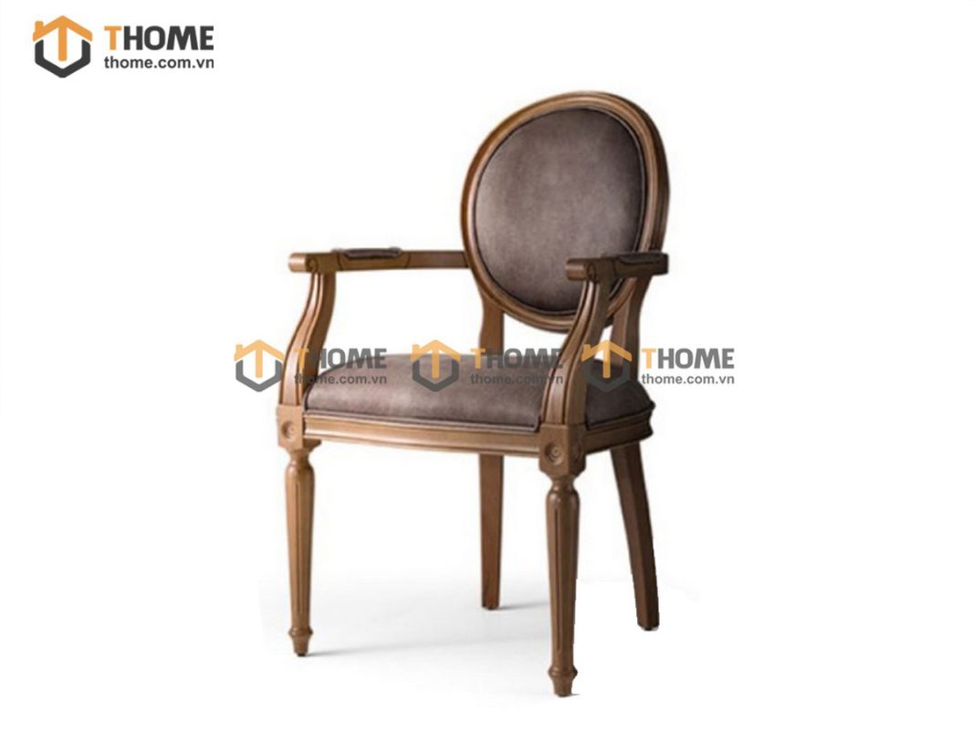 Ghế ăn gỗ sồi tự nhiên mặt nệm Louis có tay GHEMN-27SN