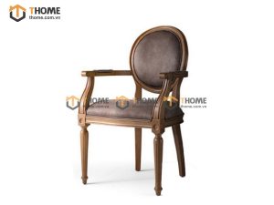 Ghế ăn gỗ sồi tự nhiên mặt nệm Louis có tay GHEMN-27SN