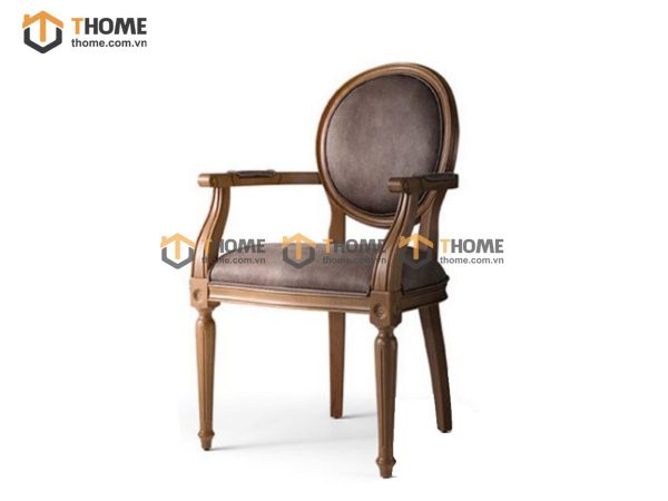 Ghế ăn gỗ sồi tự nhiên mặt nệm Louis có tay GHEMN-27SN